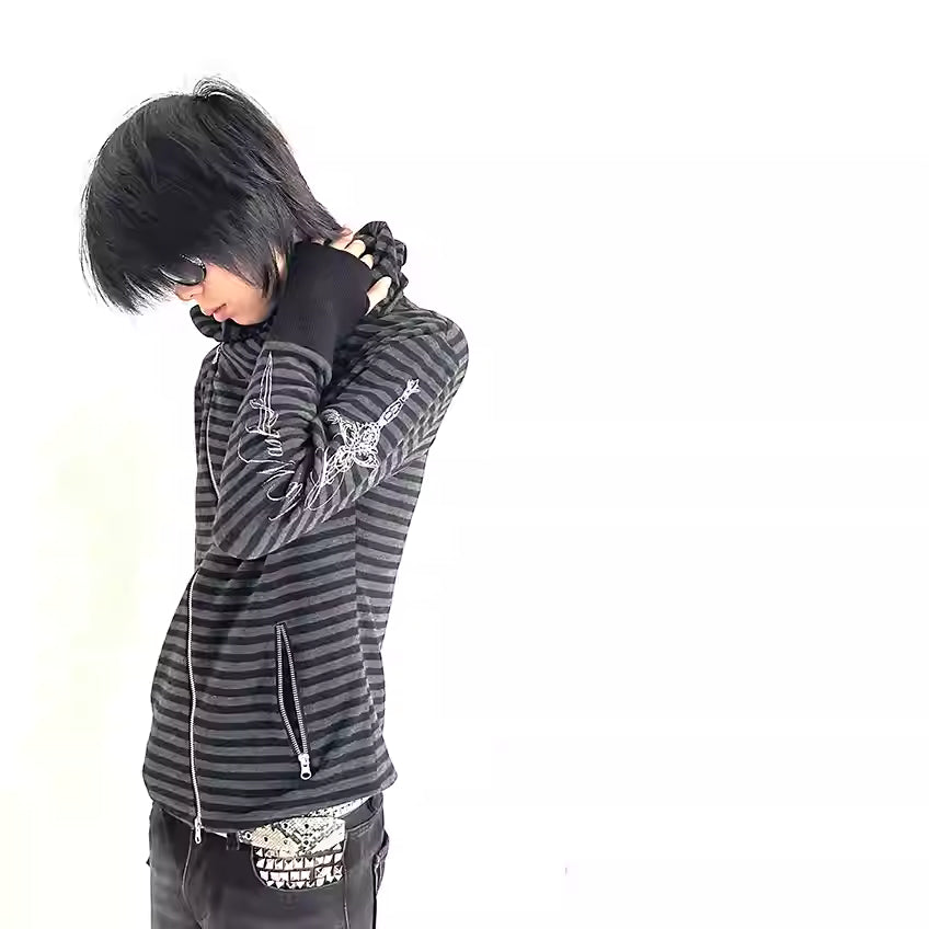 BSSHTTWASIL Border Design ZIP-Up Hoodie