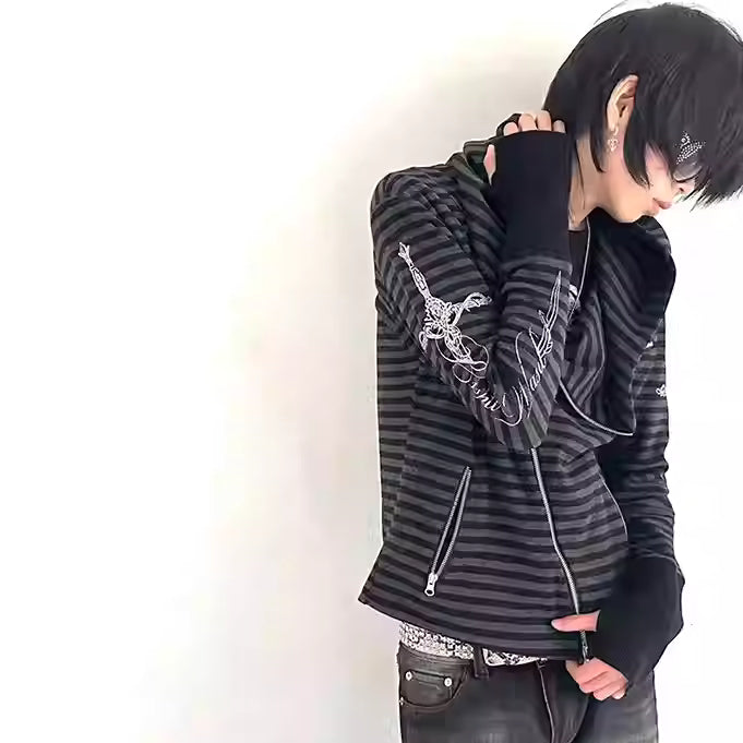 BSSHTTWASIL Border Design ZIP-Up Hoodie