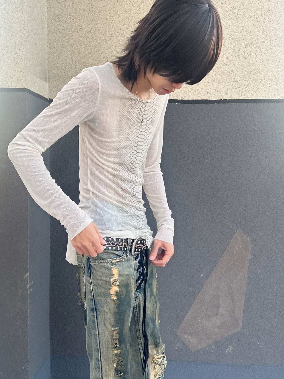 RED69 vkei snake skin long sleeve tee