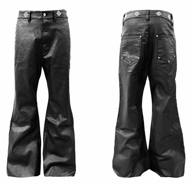 DETW studded oil coated black denim