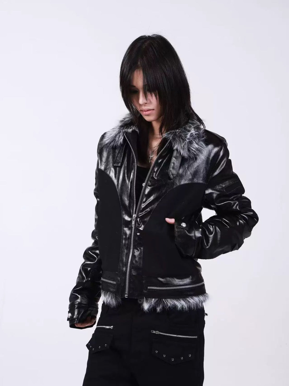 DETW cross fur jacket