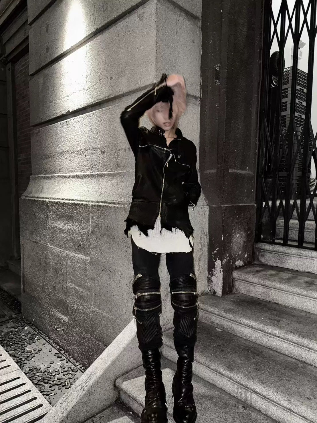 SERUMCORE crushed lamb leather jacket