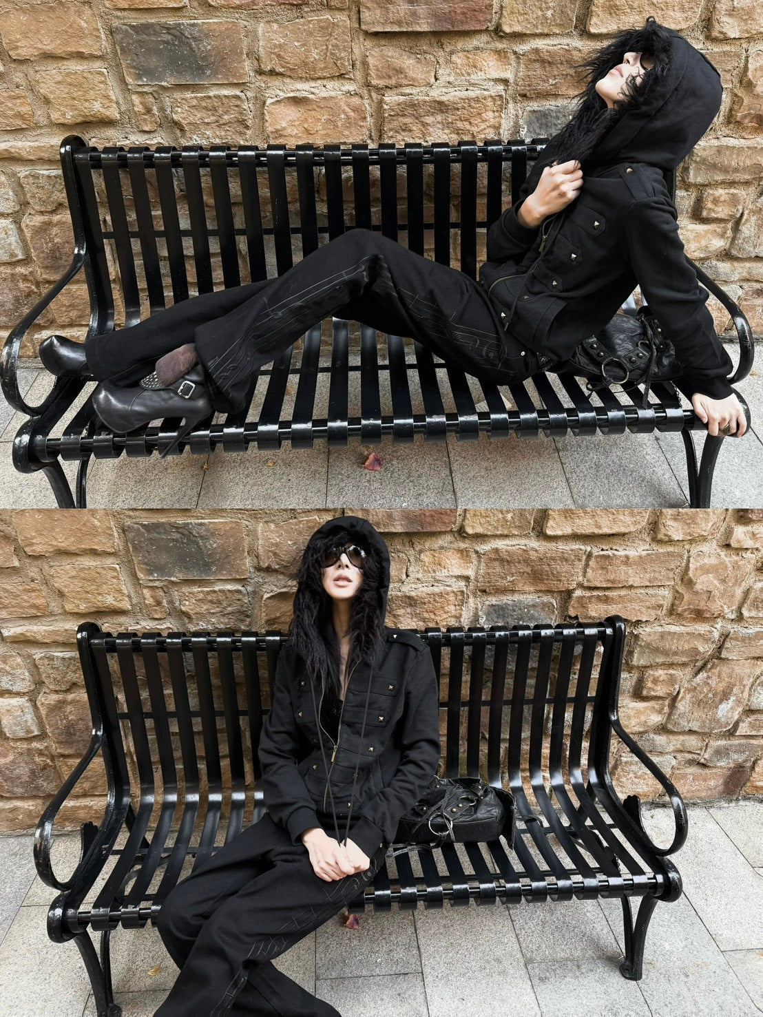 no E mosen retro fur collar with straight shoulder hoodie