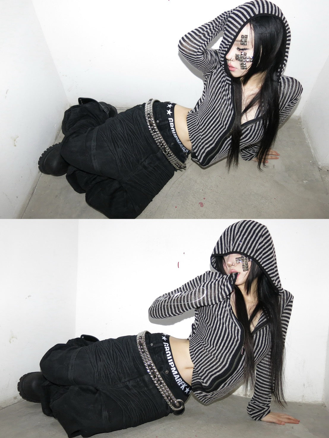 no E mosen Slim-fit striped hoodie